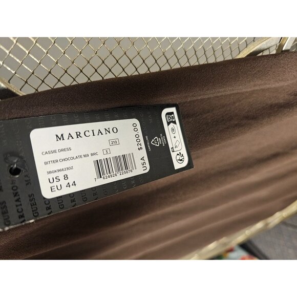 Marciano By Guess Chocolate Brown Cascade Dress US 8 EU 44 Minimalist V Back - Picture 4 of 6